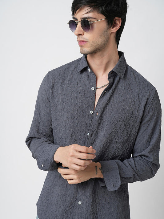 Tempered Grey Abstract Textured Shirt