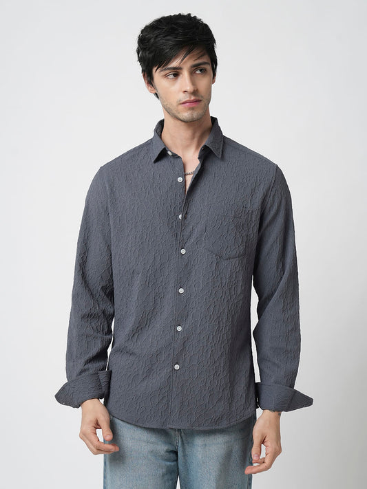 Tempered Grey Abstract Textured Shirt