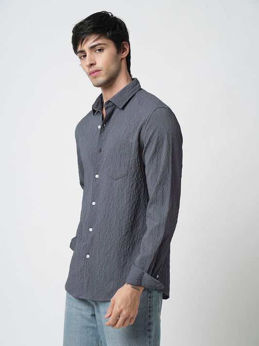 Tempered Grey Abstract Textured Shirt
