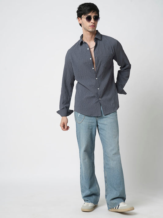 Tempered Grey Abstract Textured Shirt