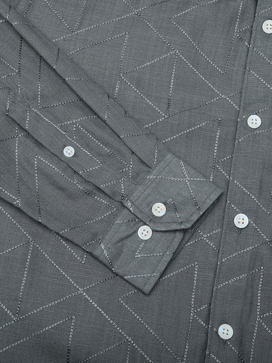 Pebble Grey Trigon Embroidered Shirt