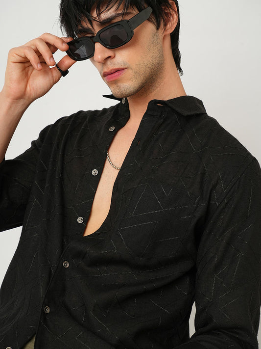 Trigon Embroidered Black Shirt