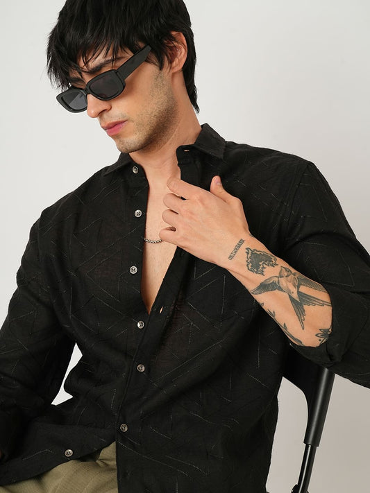 Trigon Embroidered Black Shirt