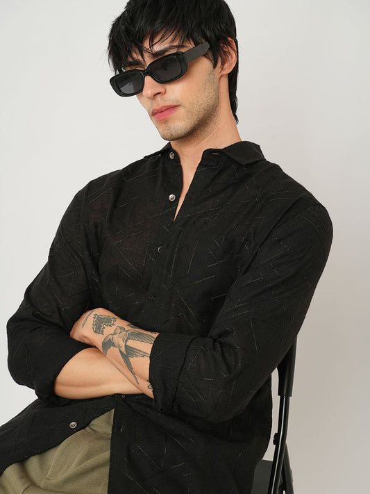 Trigon Embroidered Black Shirt
