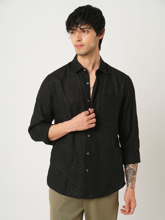 Trigon Embroidered Black Shirt