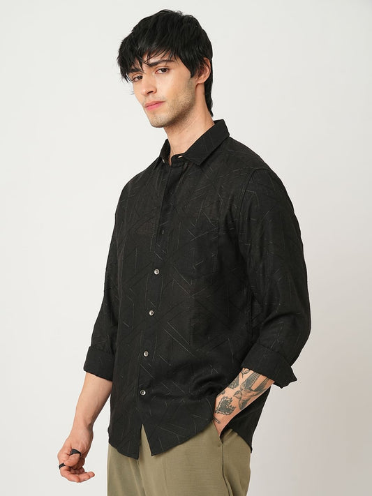Trigon Embroidered Black Shirt