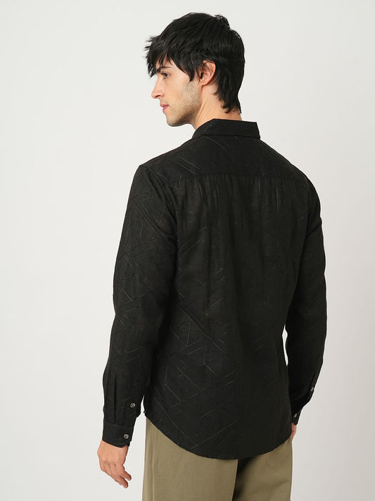 Trigon Embroidered Black Shirt