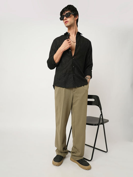 Trigon Embroidered Black Shirt