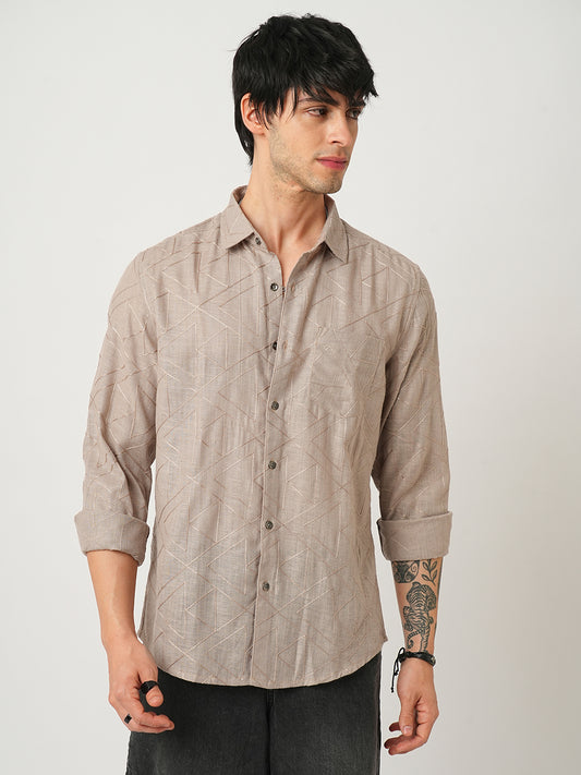 Cedar Brown Triangle Embroidery Shirt