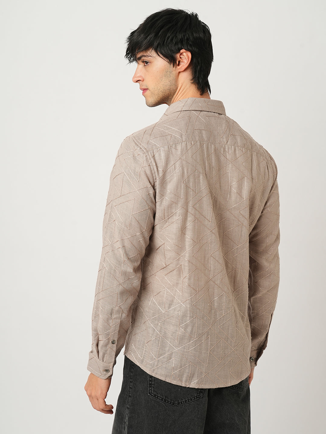 Cedar Brown Triangle Embroidery Shirt