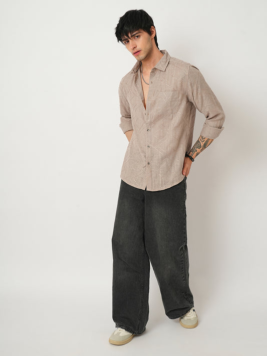 Cedar Brown Triangle Embroidery Shirt
