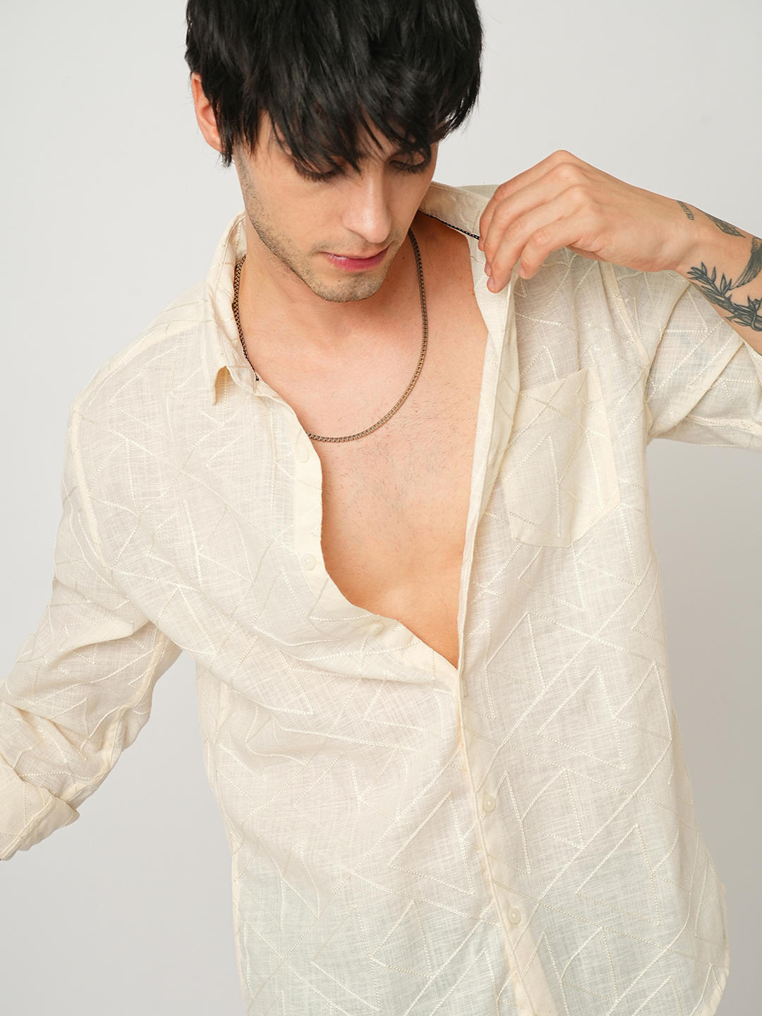 Refined Off-White Trigon Embroidered Shirt
