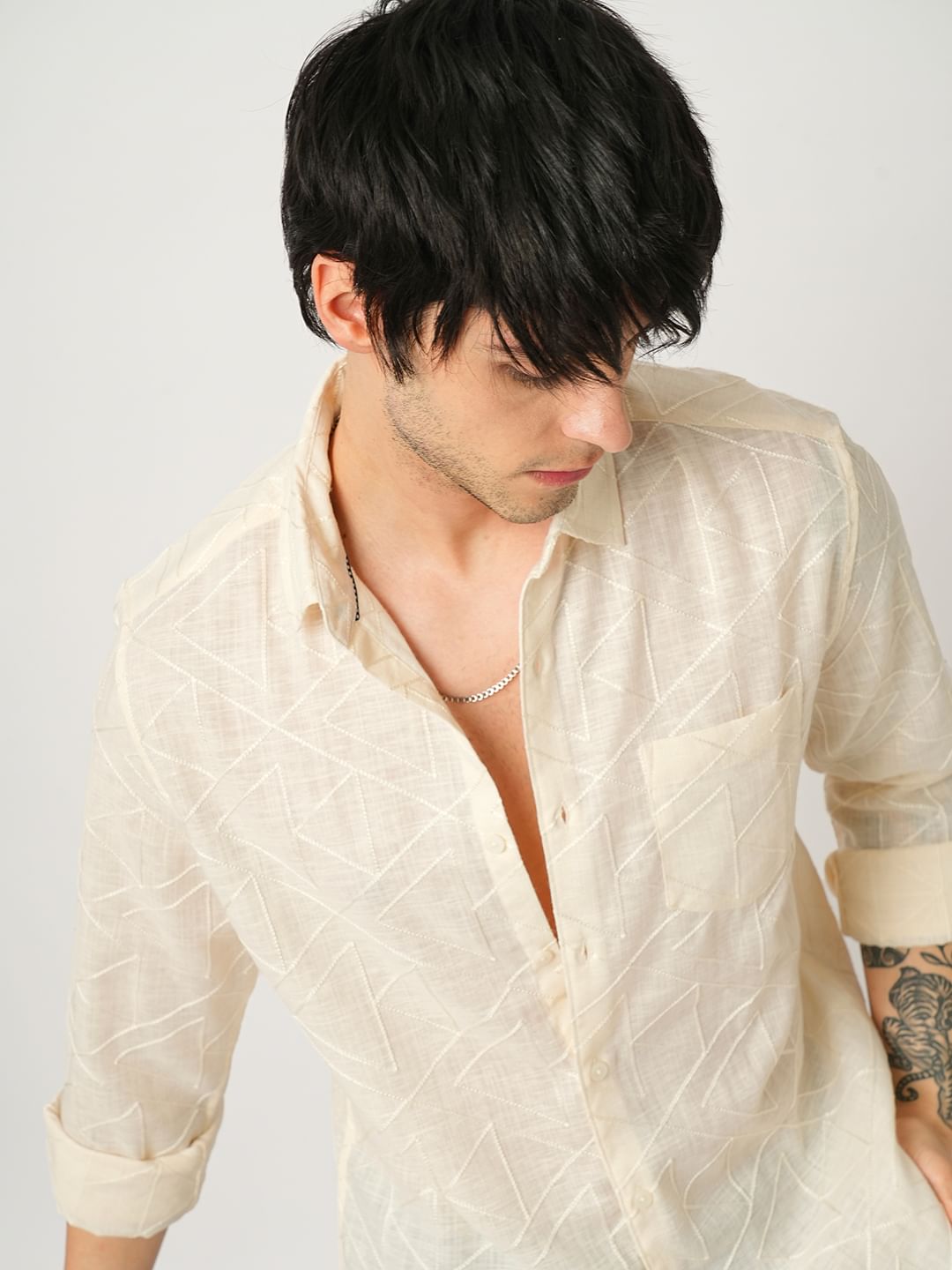 Refined Off-White Trigon Embroidered Shirt