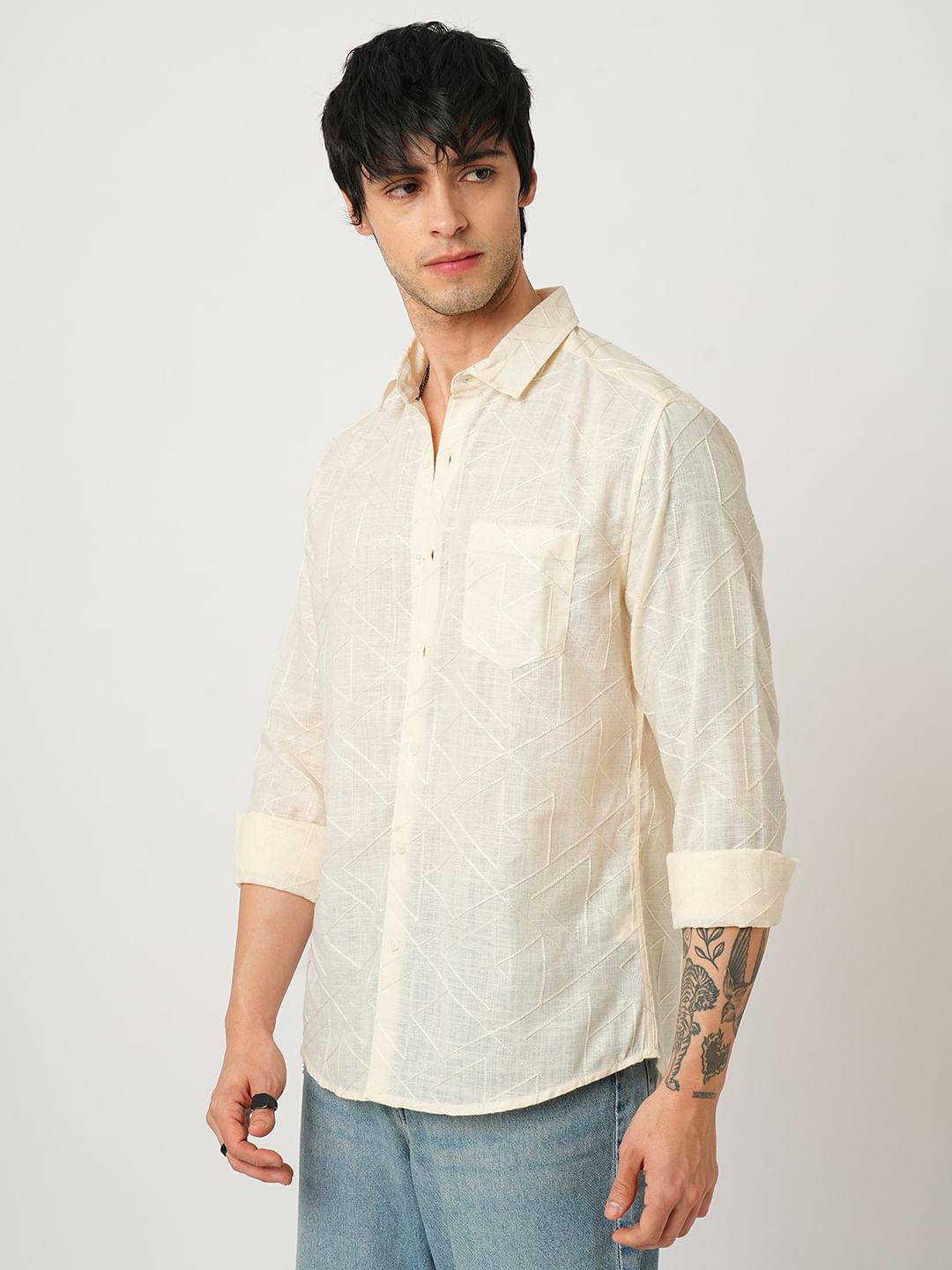 Refined Off-White Trigon Embroidered Shirt