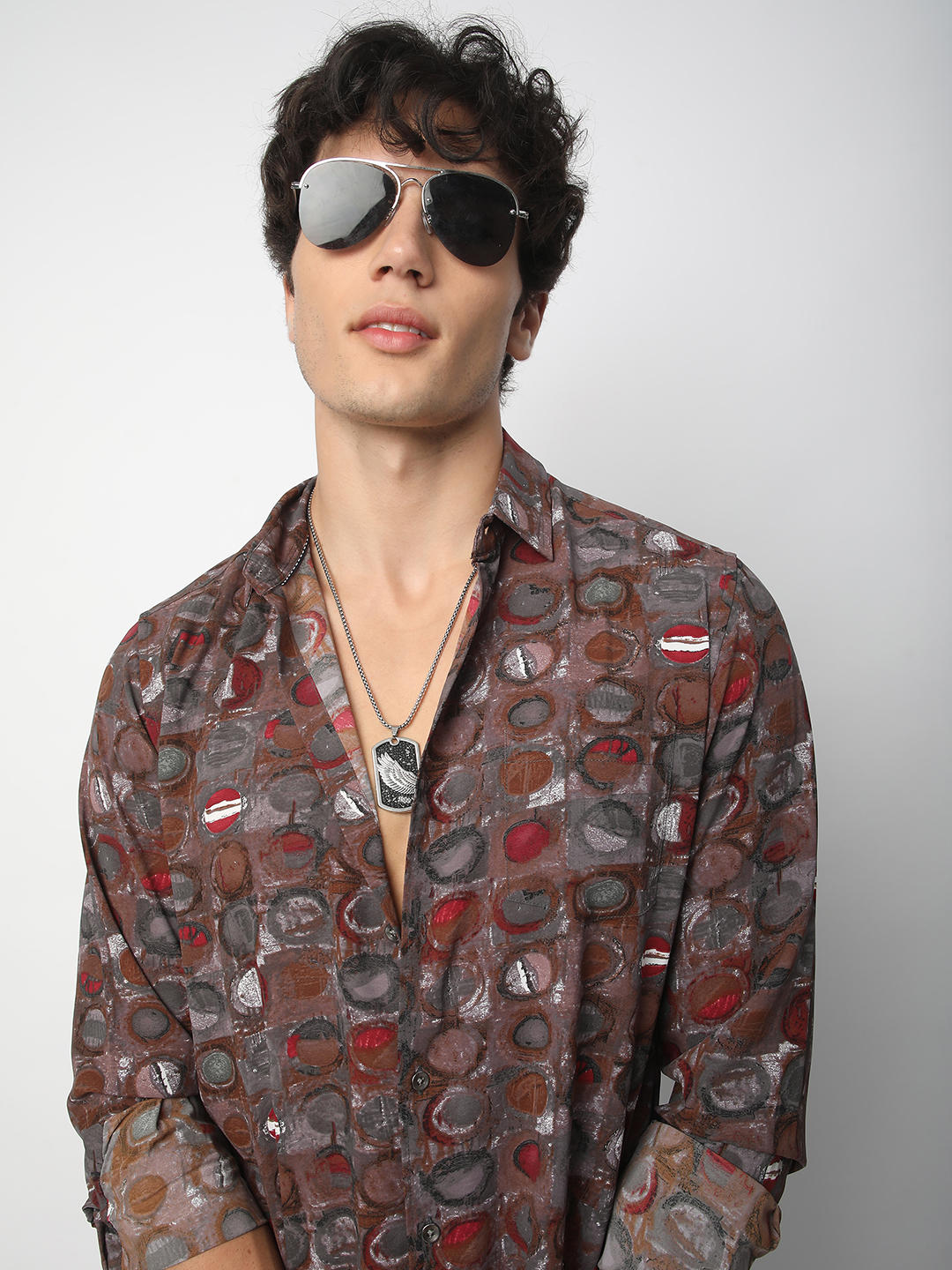 Multicolour Circle Abstract Printed Shirt