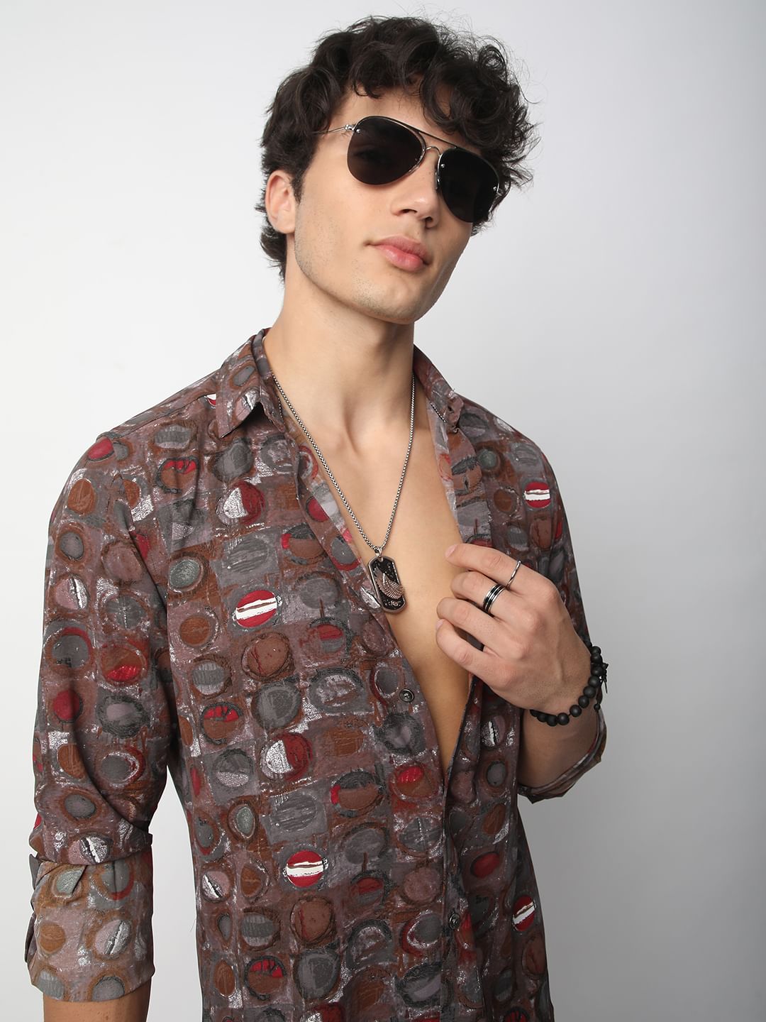Multicolour Circle Abstract Printed Shirt