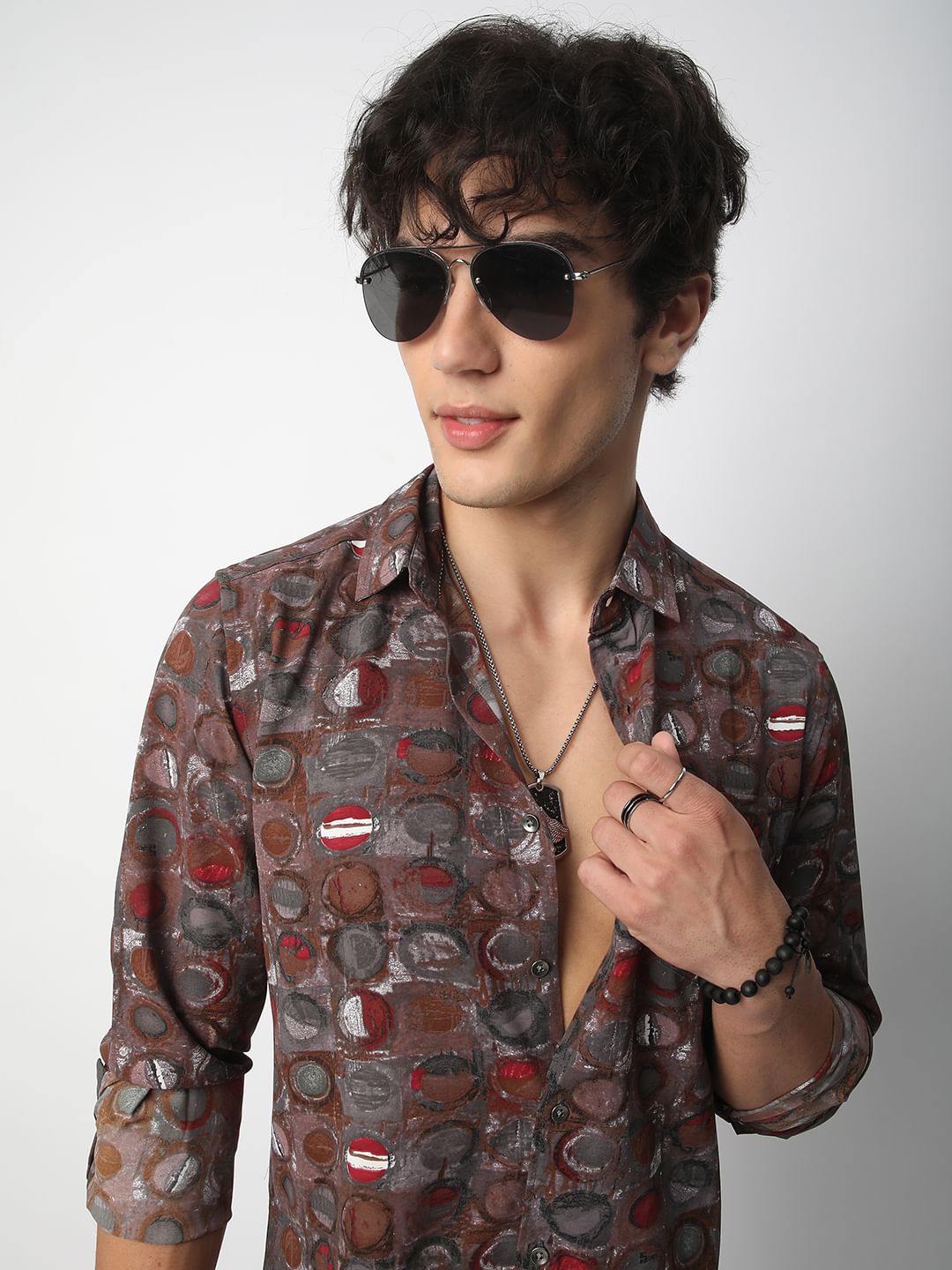 Multicolour Circle Abstract Printed Shirt