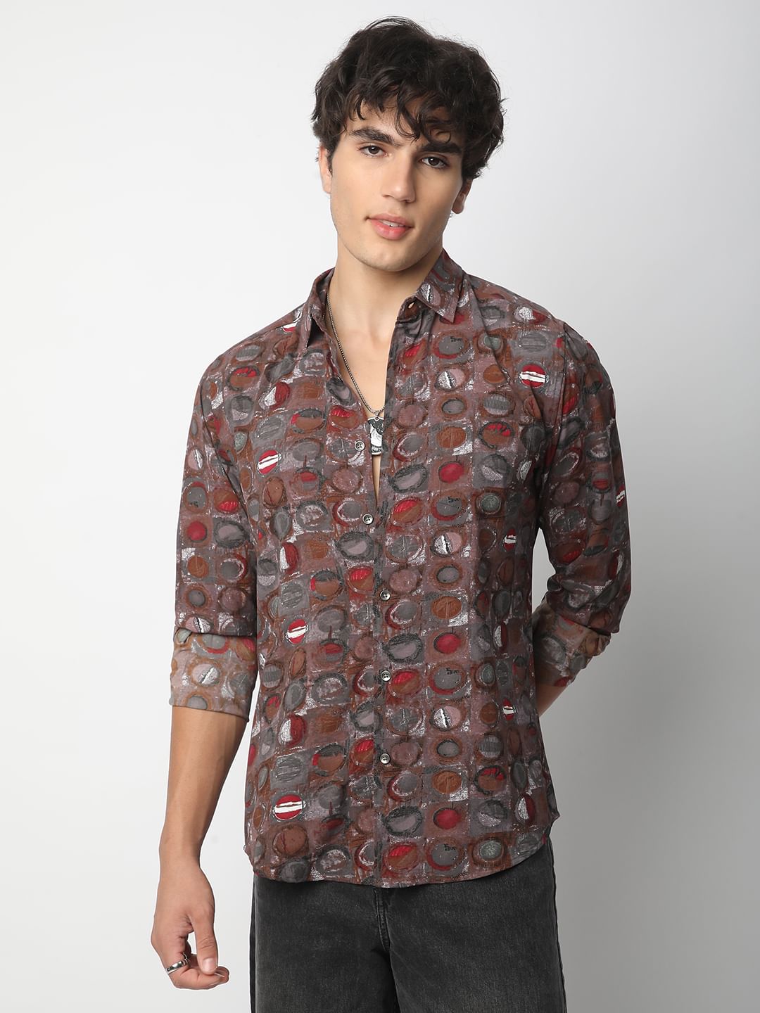 Multicolour Circle Abstract Printed Shirt