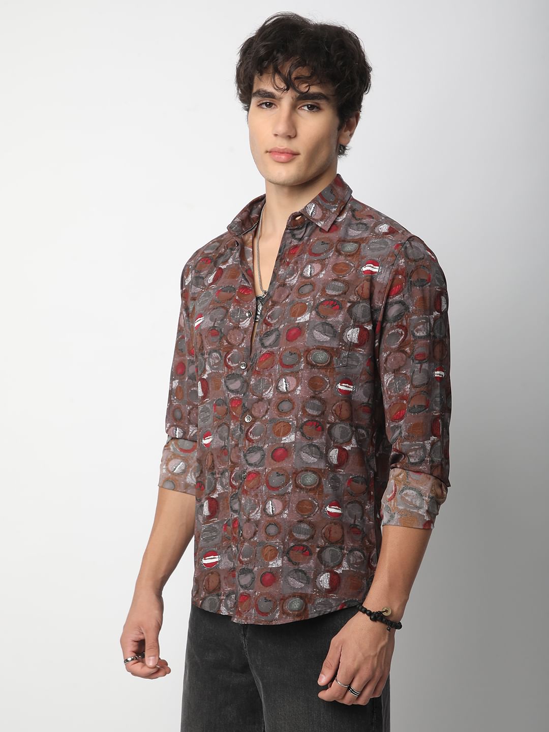 Multicolour Circle Abstract Printed Shirt