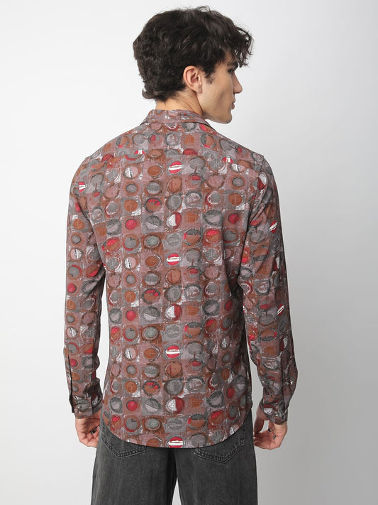 Multicolour Circle Abstract Printed Shirt