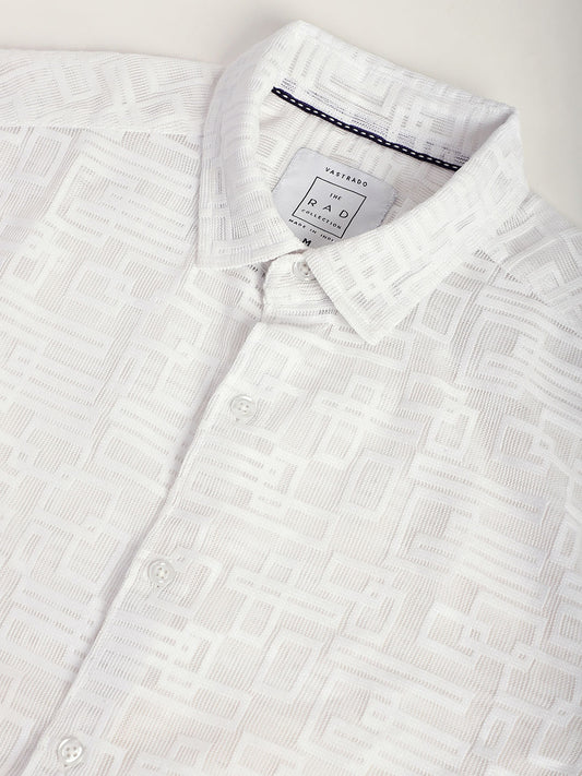 Breezy White Maze Textured Mesh Shirt
