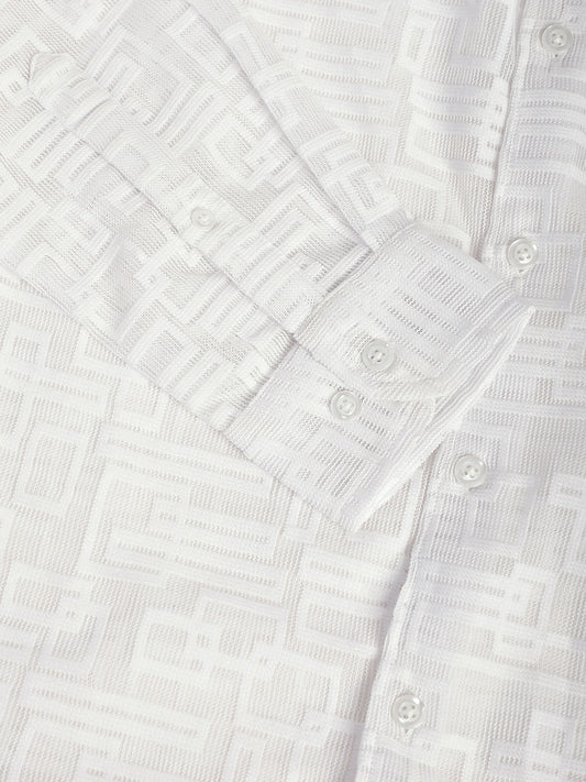Breezy White Maze Textured Mesh Shirt