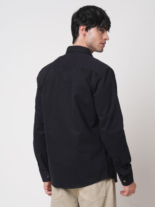 Intense Black Double Pocket Overshirt