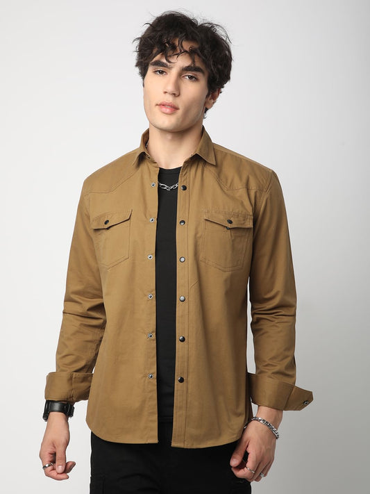 Khaki Double Pocket Overshirt