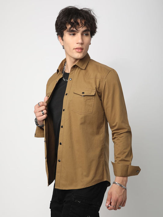 Khaki Double Pocket Overshirt