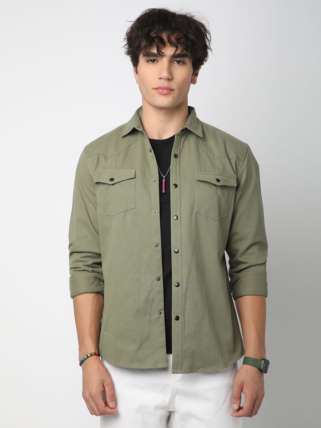 Classic Olive Double Pocket Overshirt