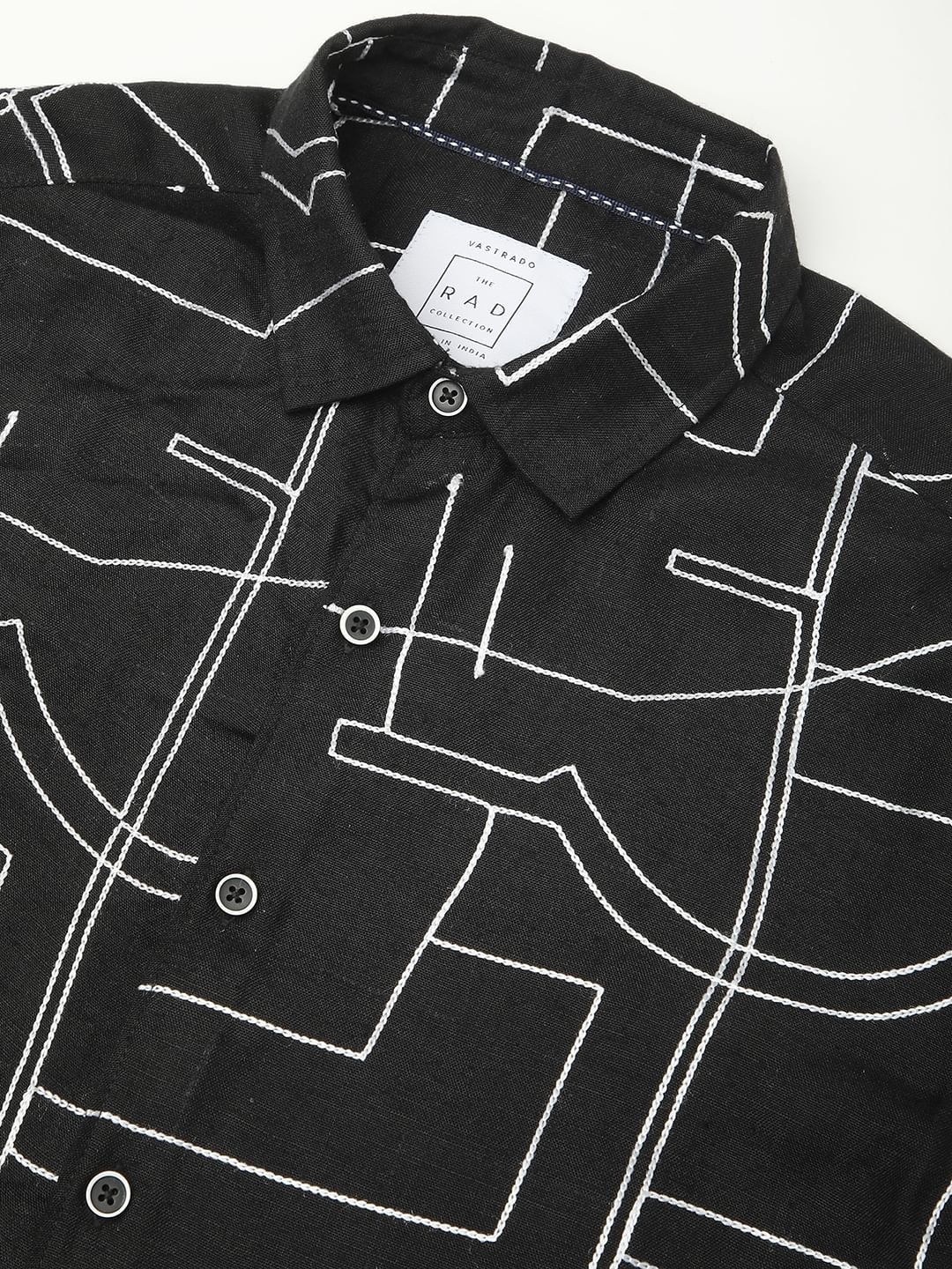 Quirky Black Contrast Embroidered Shirt