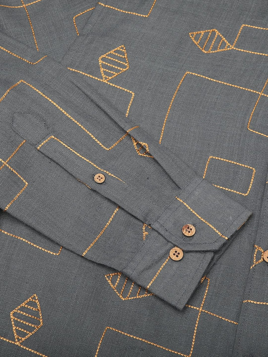 Schmick Porpoise Grey Diamond Maze Embroidered Shirt
