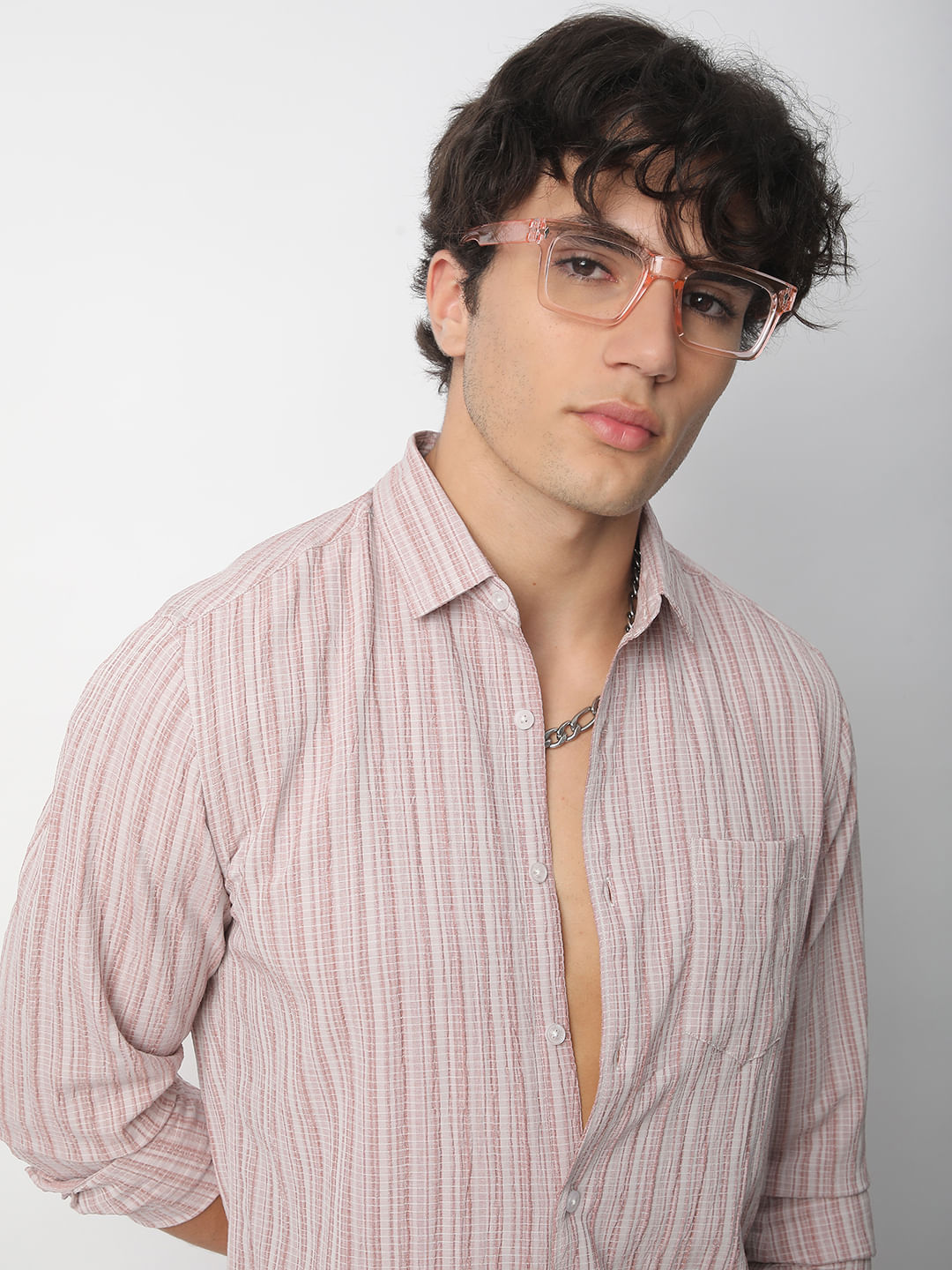 Brush Stroke Peachy Pink Textured Shirt