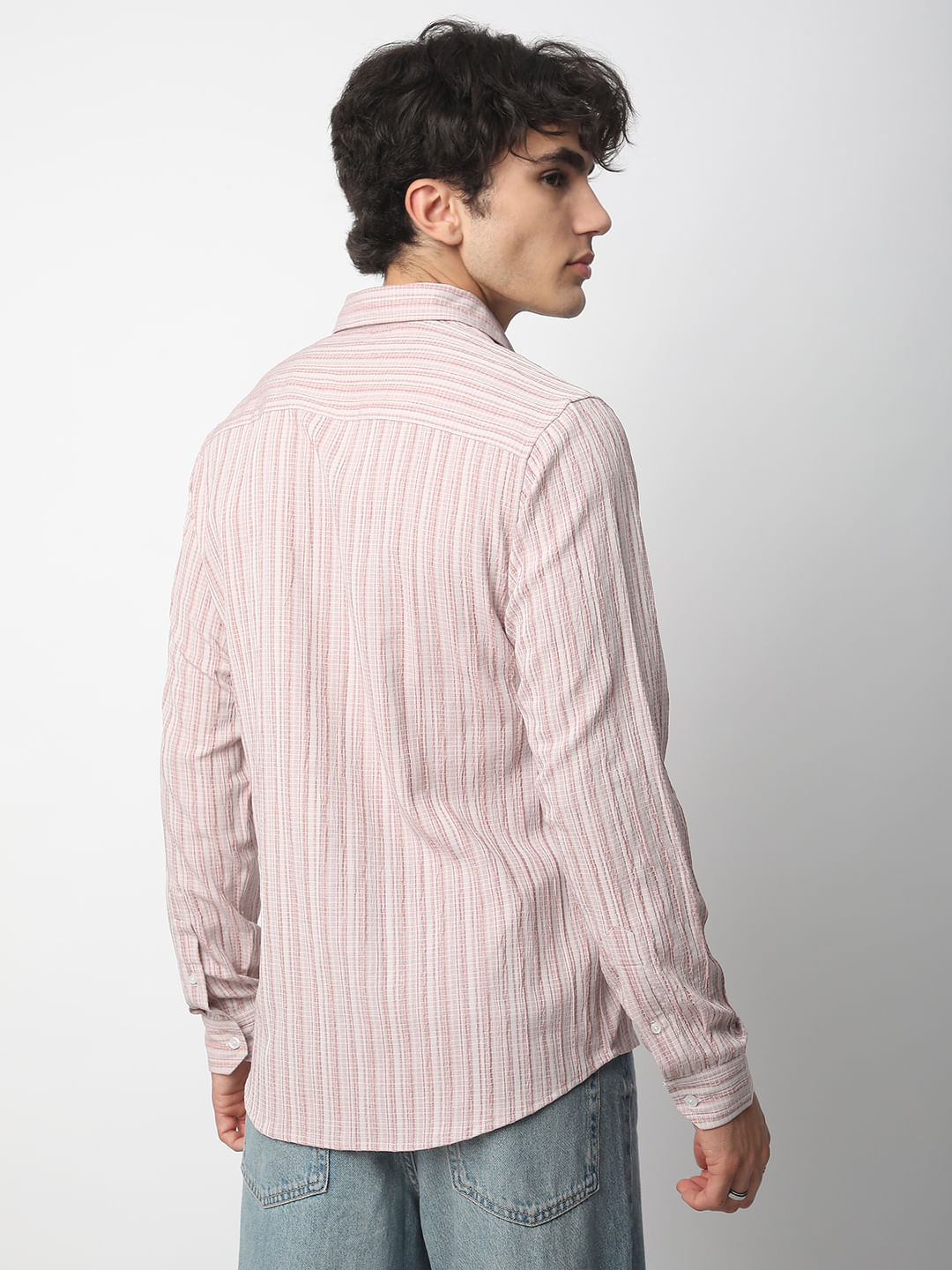 Brush Stroke Peachy Pink Textured Shirt