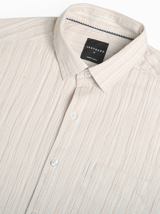 Brush Stroke Beige Textured Shirt