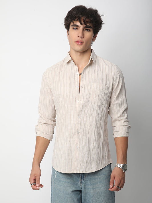 Brush Stroke Beige Textured Shirt