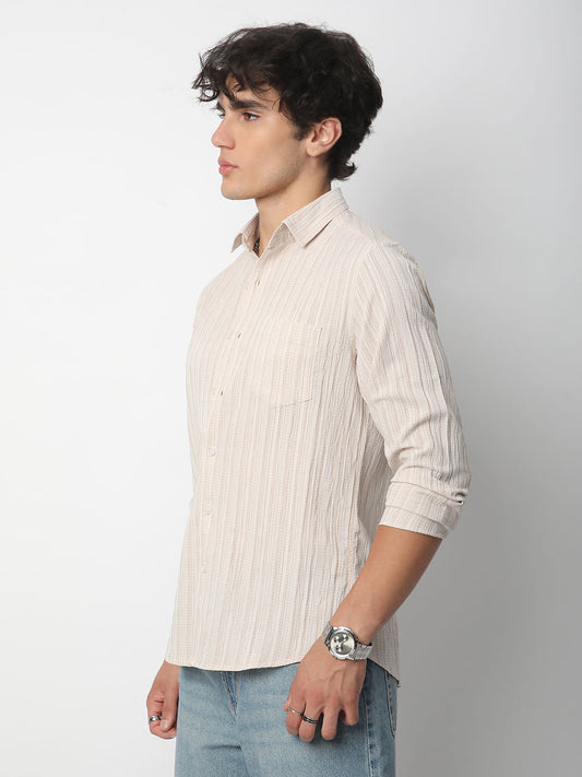 Brush Stroke Beige Textured Shirt