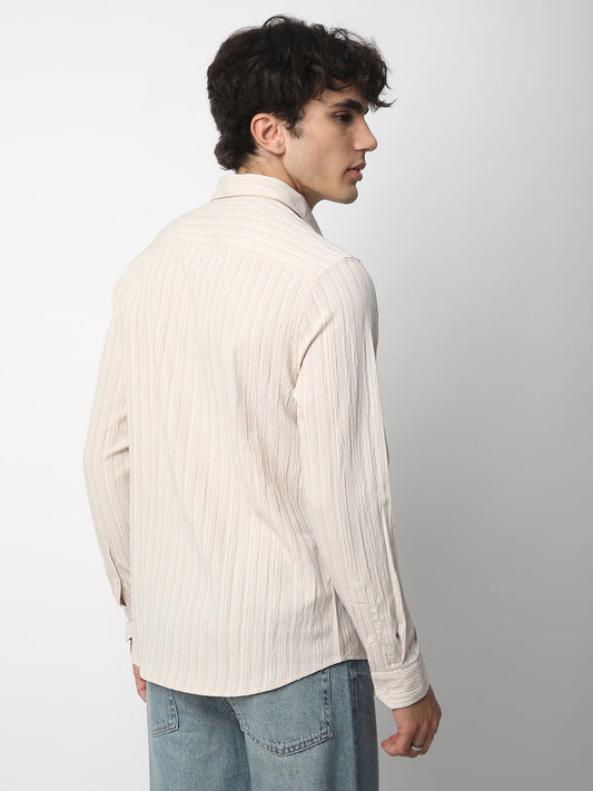 Brush Stroke Beige Textured Shirt