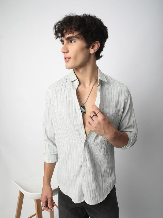 Brush Stroke Olive Green Textured Shirt