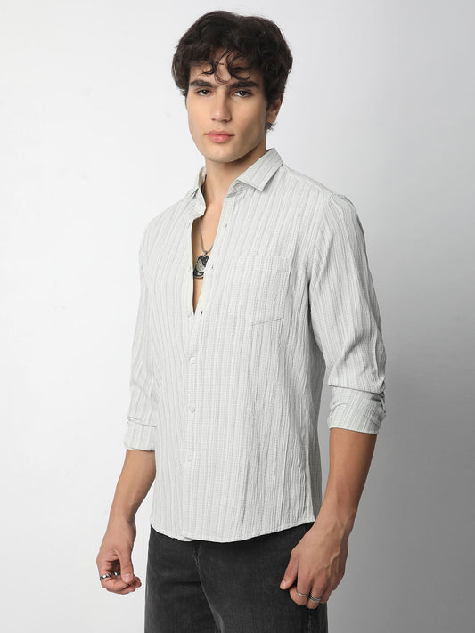 Brush Stroke Olive Green Textured Shirt