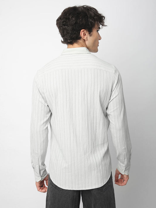 Brush Stroke Olive Green Textured Shirt