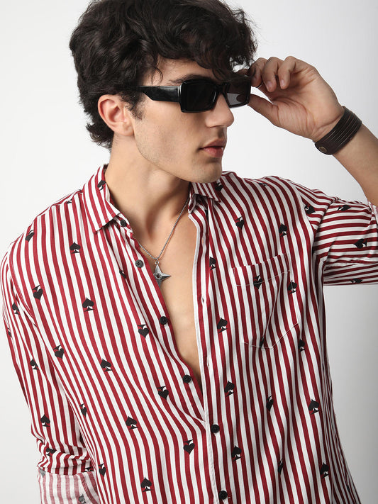Garnet Red Stripe Spade Shirt
