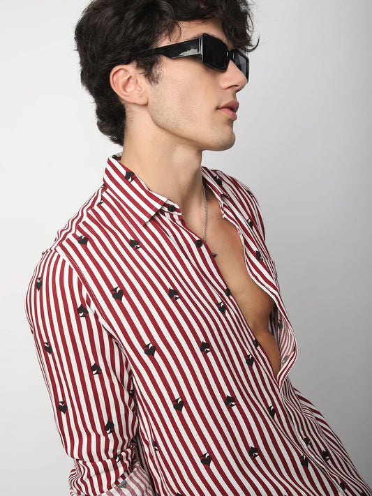 Garnet Red Stripe Spade Shirt