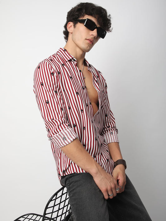 Garnet Red Stripe Spade Shirt