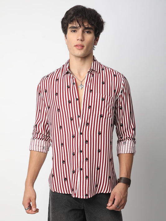 Garnet Red Stripe Spade Shirt