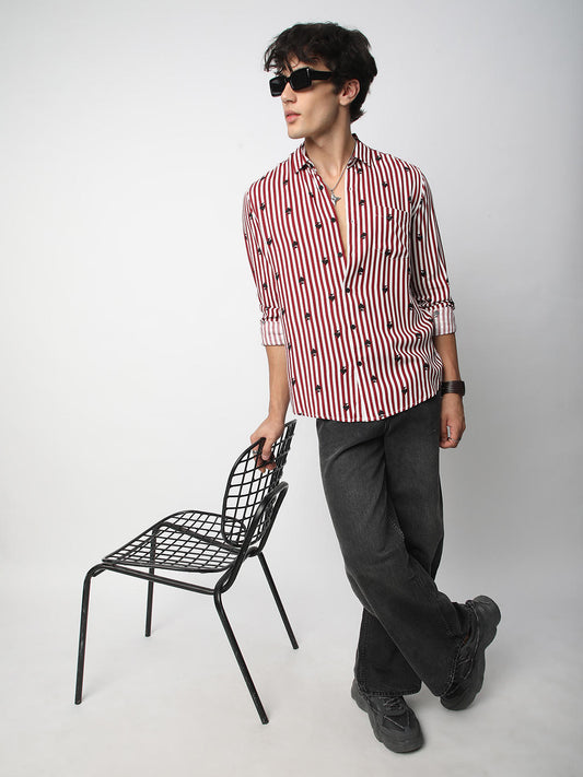 Garnet Red Stripe Spade Shirt