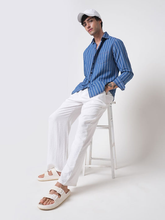 Denim Zig-Zag Laser Cut Shirt