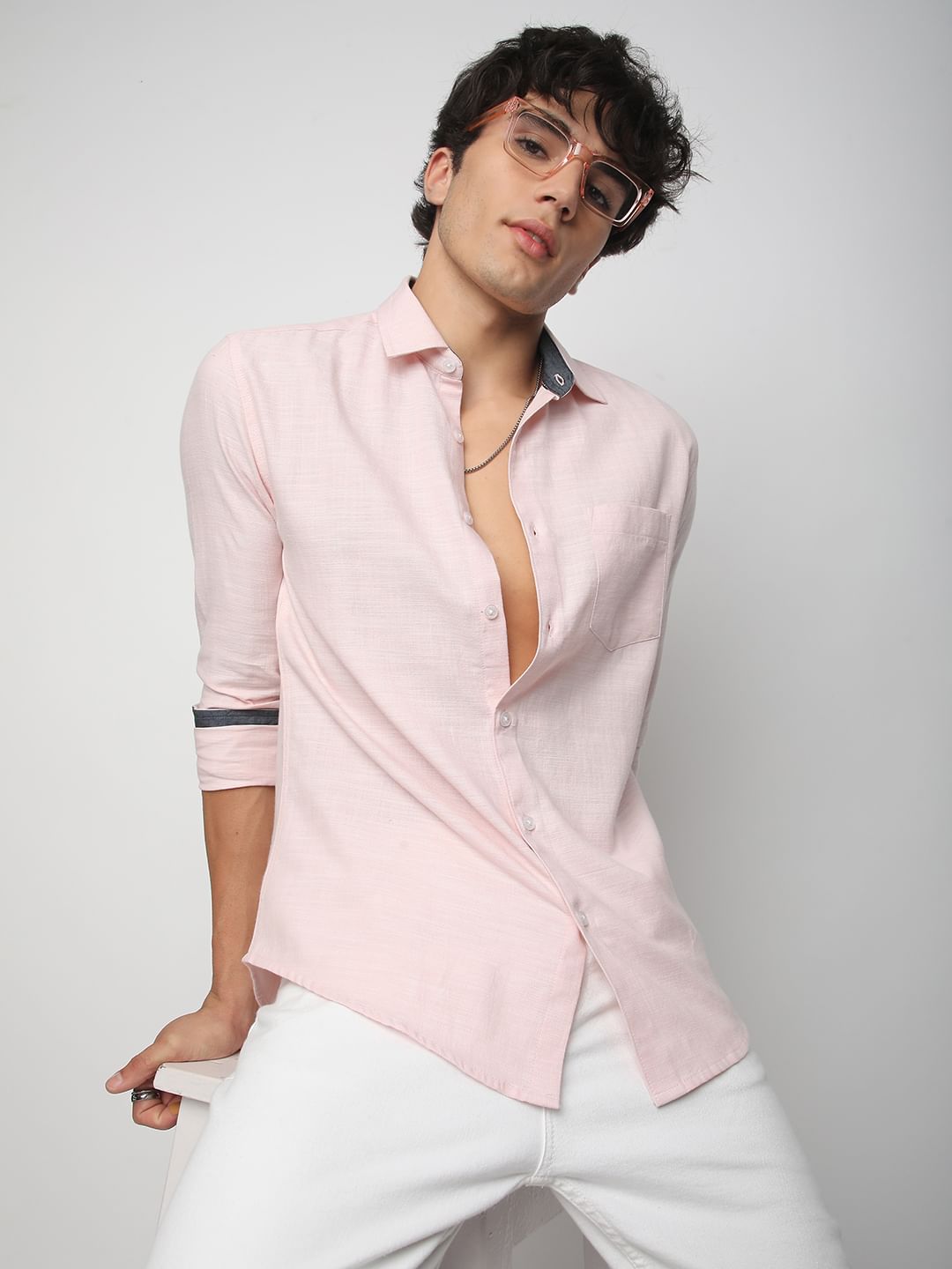 Pink Textured Shirt