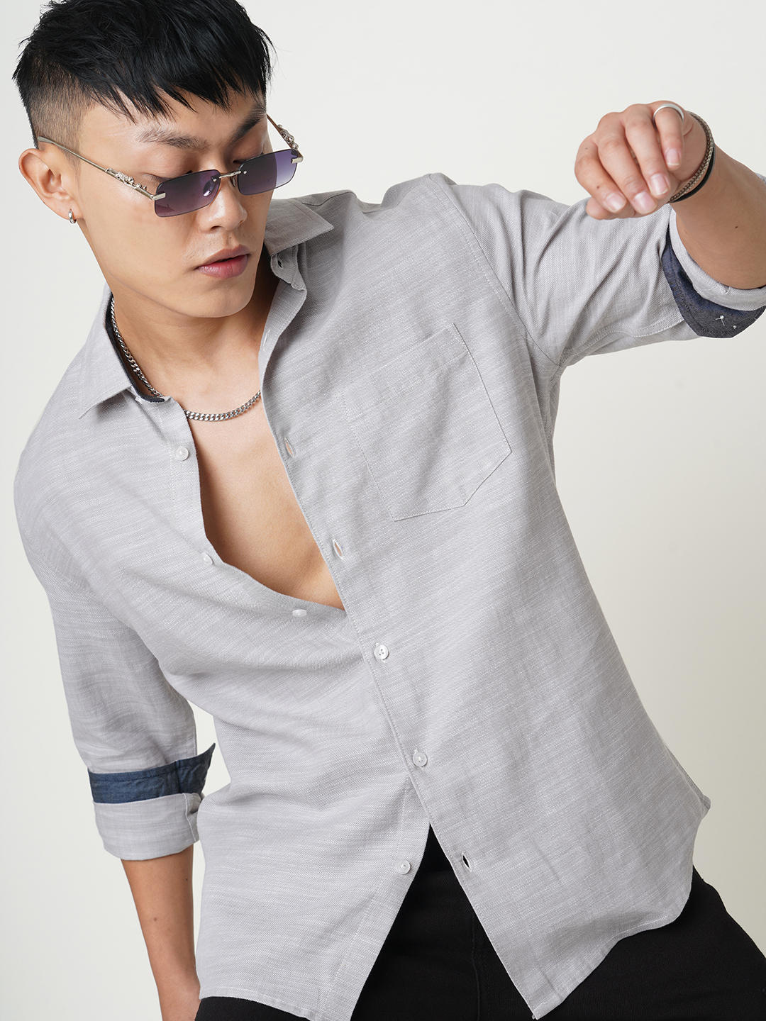 Classic Grey Textured Shirt