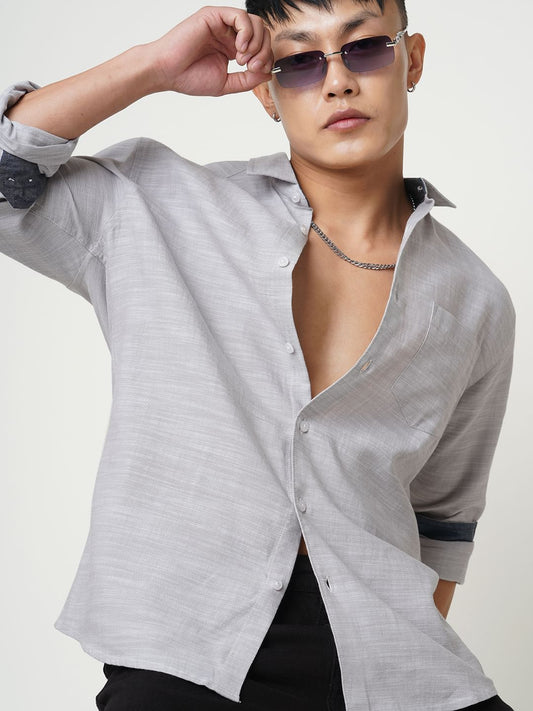 Classic Grey Textured Shirt